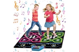 RUNJIAER 2-Player Kids Dance Mat, Interactive Electronic Dance Pad for Girls &Boys Ages 3-12, Premium Speaker with Built-in Adjustable Volume Music, Ideal Birthday Christmas Holiday Family Dance Game Toy Gift