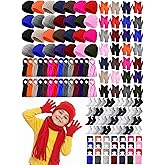 Shyyween 140 Pcs Kids Beanies Hat Scarf Gloves Sock Winter Sets Winter Homeless Care Package Supplies with Organza Bags Christmas Warm Gift for Homeless Charity Multicolor