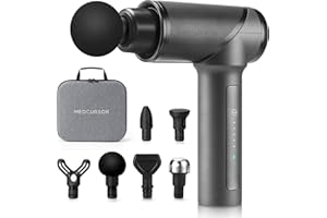 Medcursor Massage Gun, High Intensity Brushless Motor, Handheld Percussion Deep Tissue Massager with 6 Massage Heads for Sore Muscle and Stiffness, FSA and HSA Eligible, Gifts for Father/Dad (Gray)