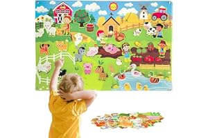 Felt Board Story Sets, 41x30 Inch Farm Animals Felt Board for Toddlers, Early Learning Wall Activities for Toddlers, Interact