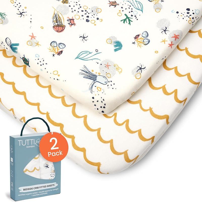 Tutti Bambini Premium Crib Sheets 2-Pack - Bamboo Jersey, Fits CoZee & All Cribs