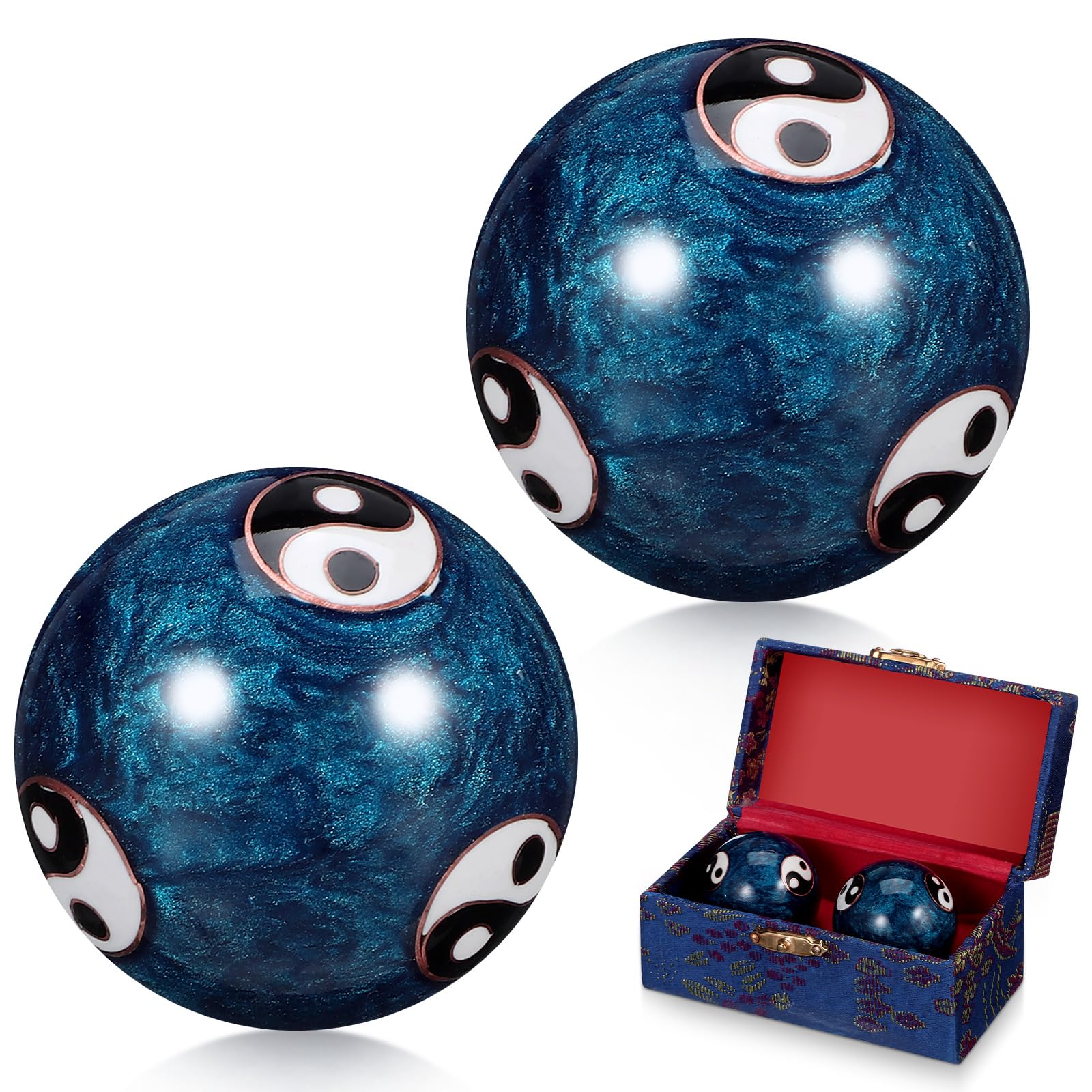 2pcs Baoding Balls Massage Balls Therapy Handballs with Case Hand Massager Stress and Pain Relief & Hand/Wrist Massage Therapy Finger Exercise Health Care Baoding Balls Physio Ball