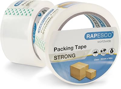 Rapesco 1697 Strong Packing Tape 50mm x 60m Clear Pack of 2