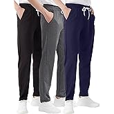 JOKHOO Mens 3 Pack Fleece Active Athletic Workout Jogger Sweatpants for Men with Zipper Pocket and Drawstring