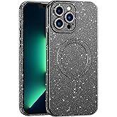 CUZMIGO for iPhone 15 Pro Case Glitter Magnetic Compatible with Magsafe, Shiny Bling Sparkle Phone Cases for Women Girls, Slim Fit Soft TPU Shockproof Cover with Camera Protection, Black