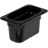 Carlisle FoodService Products Storplus Food Pan, Food Storage Container with Spoonable Corners for Catering, Buffets, Restaurants, Polycarbonate (Pc), 1/9 Size 4 Inches Deep, Black
