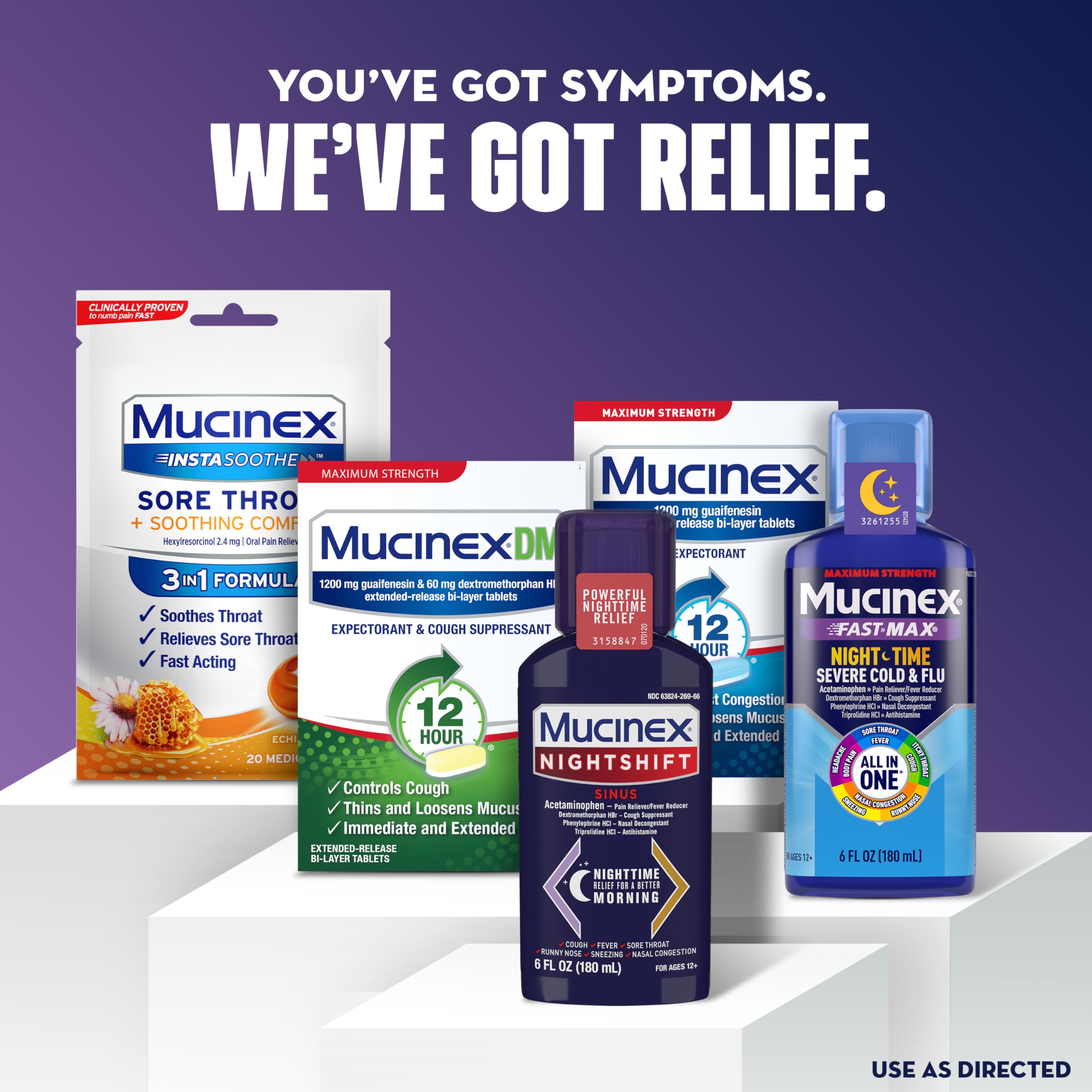 MUCINEX Nightshift Sinus 6 fl. oz. Relieves Fever, Sore Throat, Runny Nose, Sneezing, Nasal Congestion, and Controls Cough