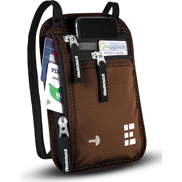 RFID Blocking Travel Neck Wallet - Passport Holder With Adjustable Strap, Wear-Resistant & Lightweight (Black, 7.87 X 5.5 Inches)
