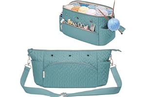 KarSyon Crochet Bag Yarn Bag Storage Organizer Knitting Bag For Crocheting Accessories Crochet Hook Case Gifts For Crafters (Teal)