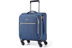 BAGSMART Underseat Carry On luggage Airline approved, 16-inch Softside Underseater Travel Suitcase with Spinner Wheels Lightweight Overnight Bag Small Rolling Carry-on for Women Men,Dark Blue