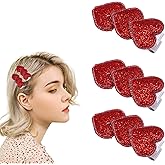 3 Pieces Red Heart Hair Clip Valentines Love Sweet Sequin Heart Shape Hair Barrettes Glitter Bangs Barrettes Solid Side Hair Clip for Girls Women Valentines Hair Accessories for Party Wedding Gift