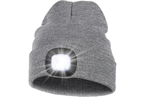 MELASA Unisex Hat with Light, USB Rechargeable Hands Free Headlamp LED Beanie, Winter Gifts for Men Dad Father Husband Him