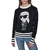KARL LAGERFELD womens Long Sleeve Crew Neck Mini Karl Sweater