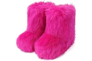 Wnshonzy Fur Boots for Women Snow Furry Fluffy Platform Flat Ankle Mini Boot Winter Round Toe Y2k Comfortable Mid-Calf Short Outdoor 2025