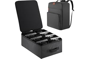 Aleemin Par Light Bag Soft Padded for 8 Par Lights, Stage Lighting Case with Removable Dividers & Backpack-strap & Handle, Lights Bag with Large Pocket for Par Light, Spotlight, Led Light, DJ Light