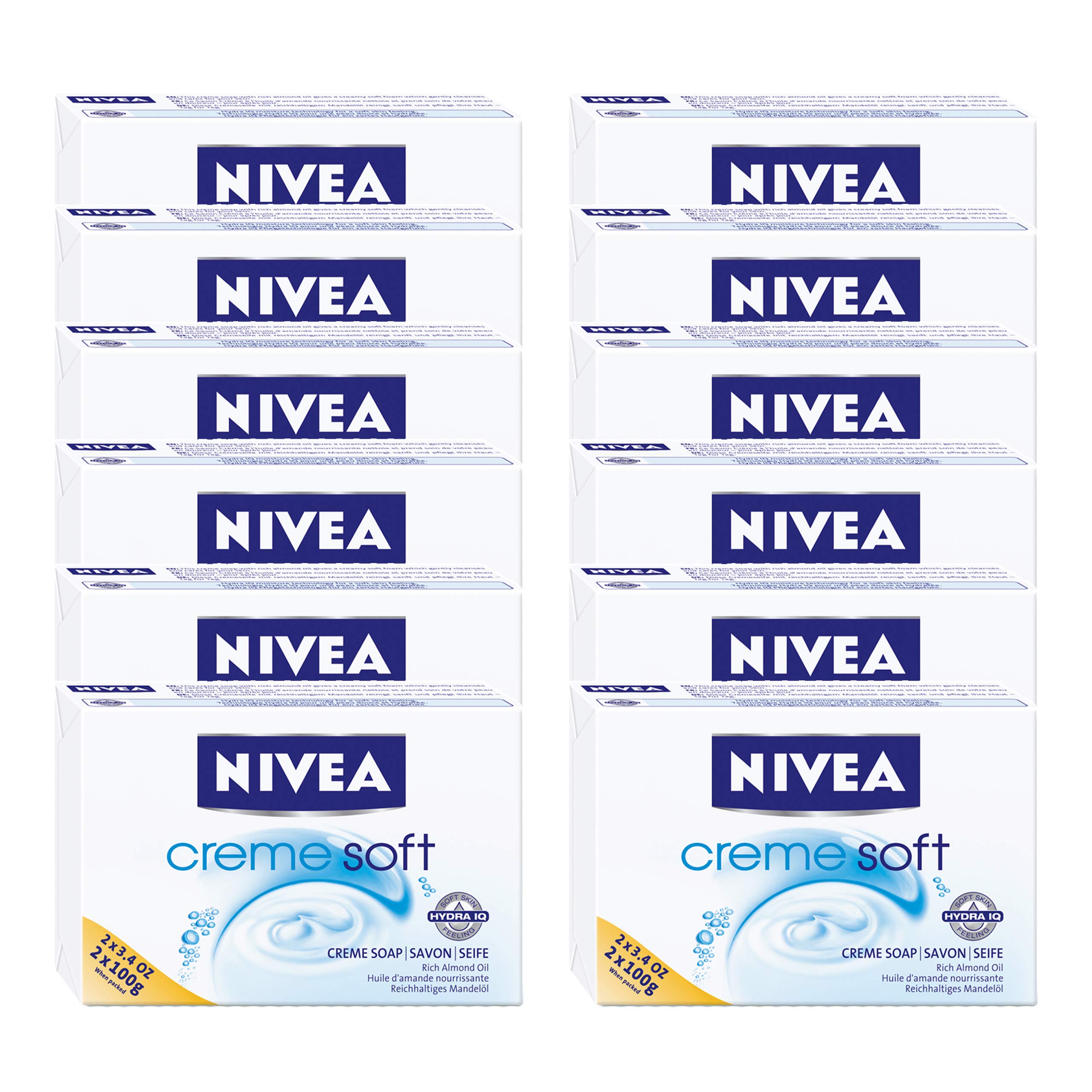 Nivea Creme Soft Creme Soap, Pack of 12 (2 x 100 g), Hand Wash Gently Cleanses and Cares for Your Skin, Hand Soap Protects Your Hands While Washing