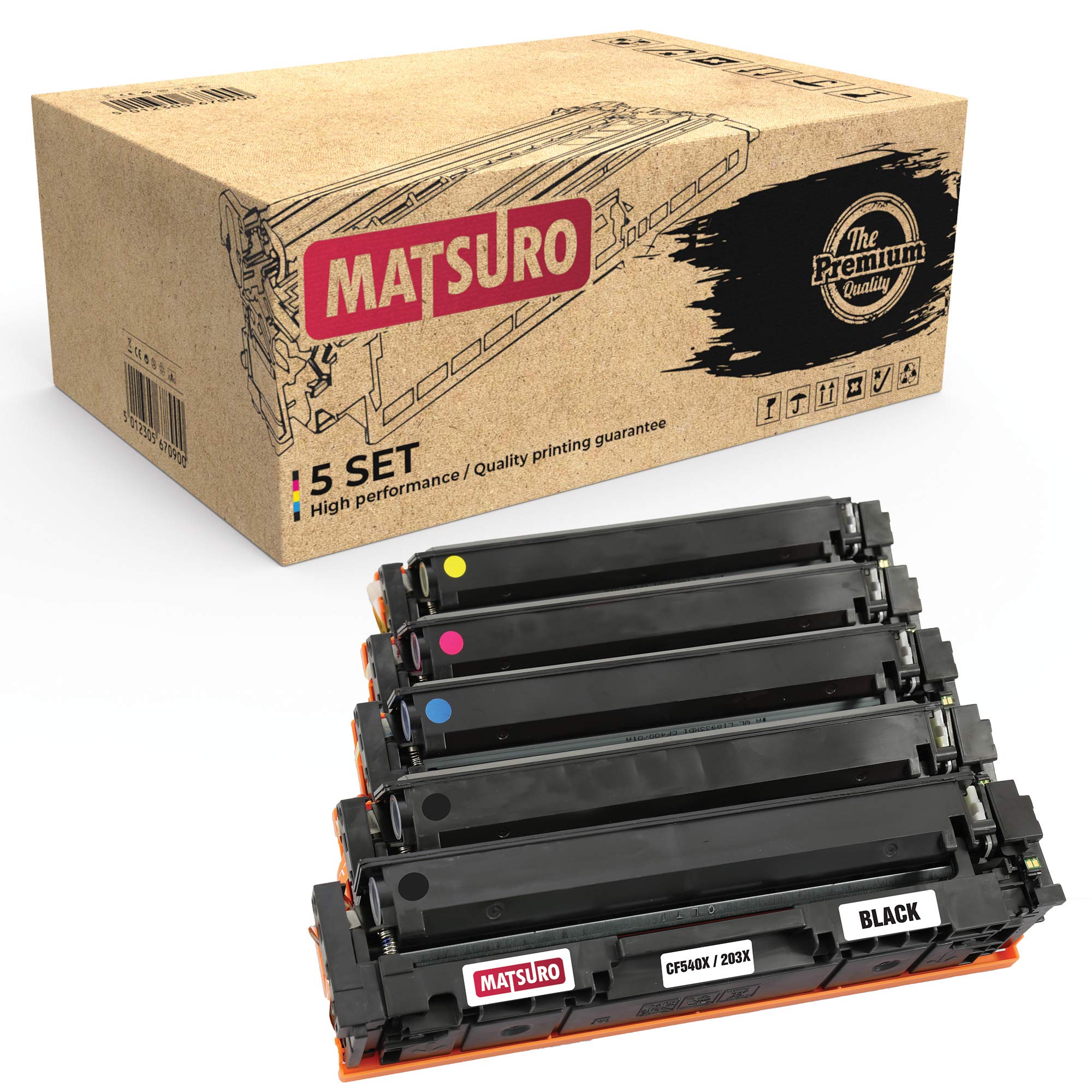 Matsuro Original | Compatible Toner cartridge Replacement for HP 203X CF540X CF541X CF542X CF543X (1 SET + 1 BK)
