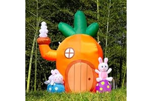 CONFUCIA 6FT Easter Inflatables Outdoor Decorations - Carrot House with Bunny and Eggs Blow Ups Outside, 9 Super-Upgrade LED, Perfect for Yard, Garden Party, and Holiday Lawn Decor