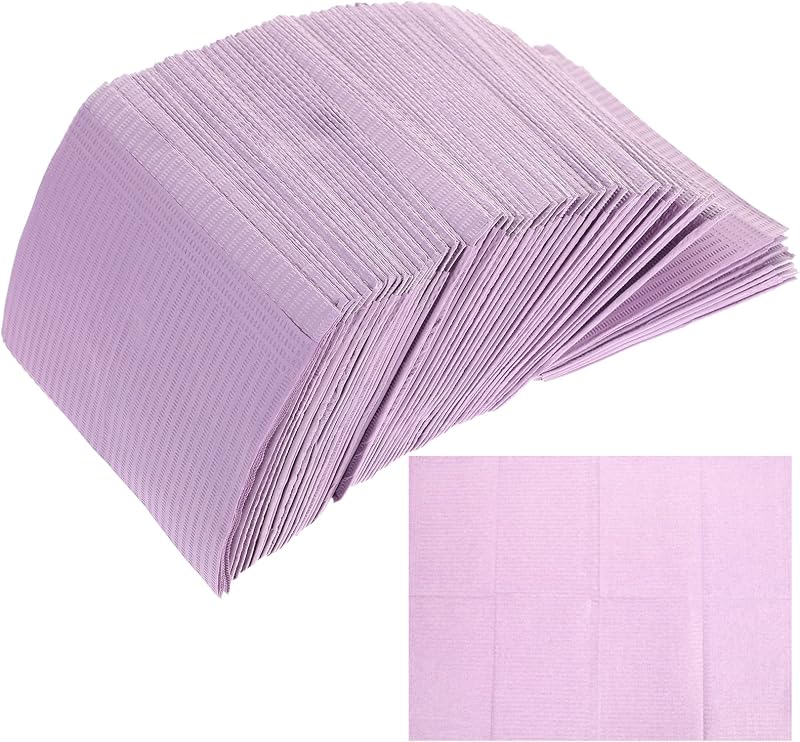 Healifty 125 Pcs Purple Dental Bibs Tattoo Table Covers 3 Ply Waterproof