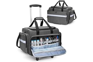 Damero Rolling Medical Bag with Detachable Trolley, Medical Bag on Wheels with Dividers, Medical Equipment Storage Bag for Ho