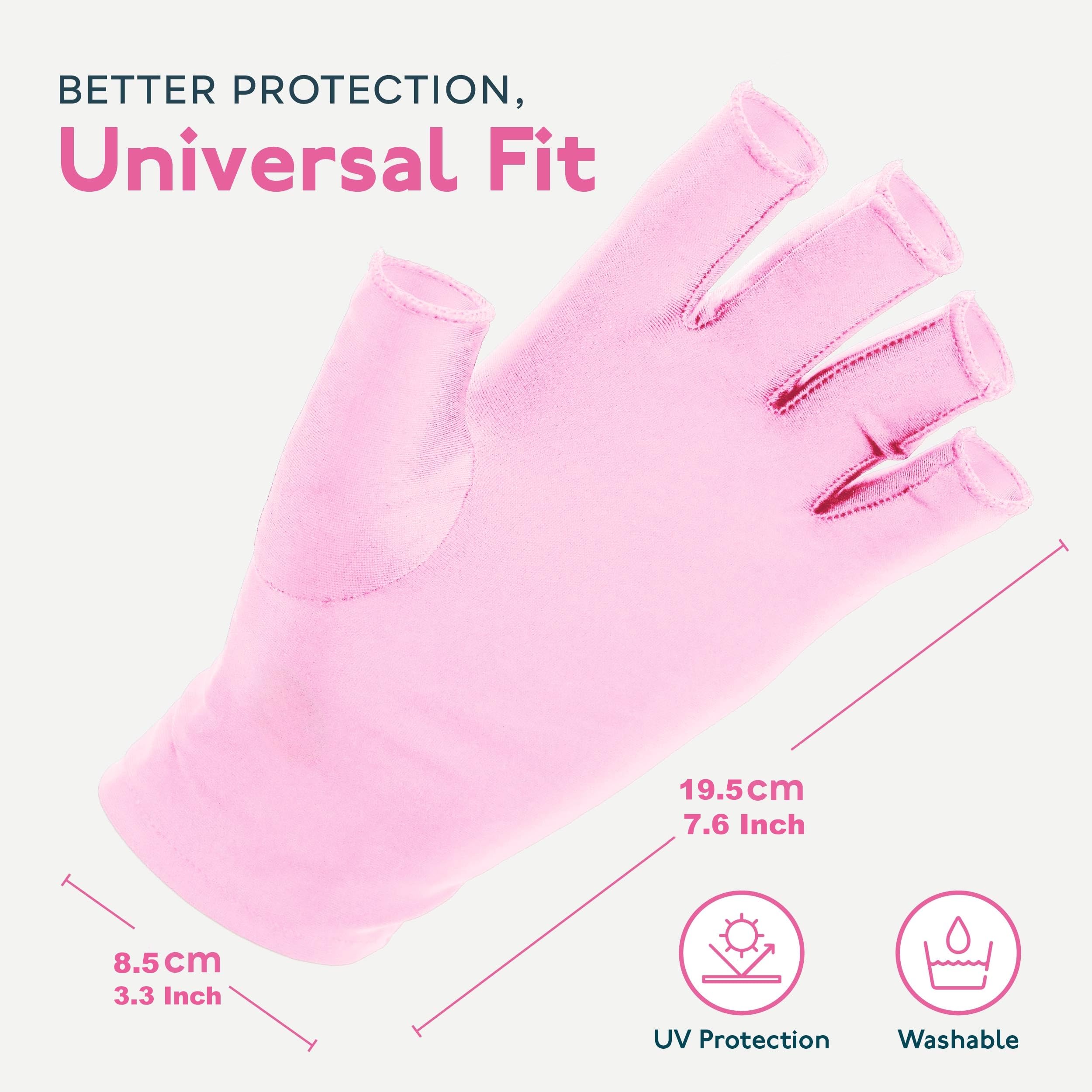 SUNUV LED Gloves for Gel Nails, UPF 50+ Anti UV Gloves for Gel Nail Lamp, Professional UV Gloves for Nail Techs
