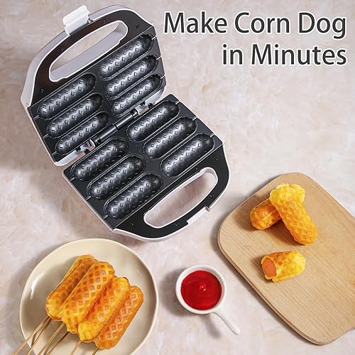 Corn Dog Waffle Maker, Hot Dog Waffle Machine with Non-stick
