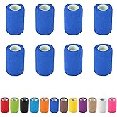 8 Pack Self Adhesive Bandage Wrap, 3 in x 5 Yards Non-Woven Self Adherent Cohesive Bandage, Vet Wrap Wound Tape for Thumb Finger Wrist Knee Ankle, Royal Blue