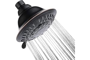 BRIGHT SHOWERS Shower Head High Pressure Rain Showerhead 5 Spray Setting Fixed Shower head Angle Adjustable Bathroom Showerhead, Oil Rubbed Bronze