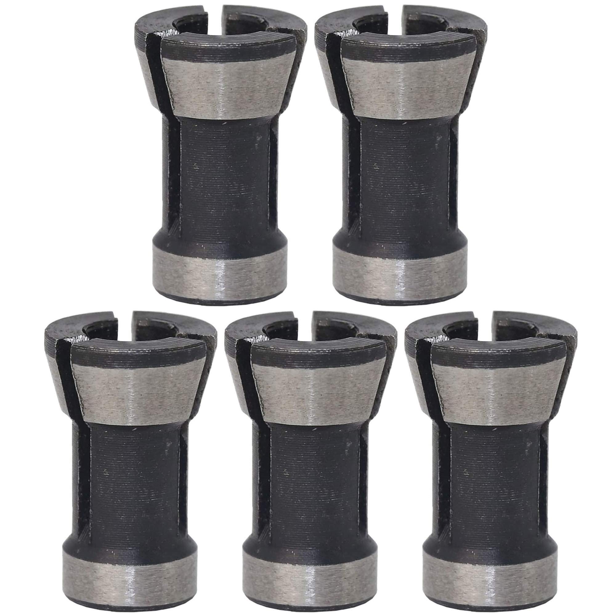 POFET 5pcs Woodworking High Precision Electric Router Milling Cutter Collet Chuck Head,Engraving Trimming Carving Machine Hand Tools - 6mm