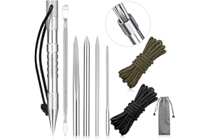 SUMIND Ferraycle Stainless Steel FID Set 9 Pcs Paracord FID Marlinspike Set Paracord Stitching Lacing Stitching Needles and Smoothing Tool Knotter Tools for Leather or Paracord Work