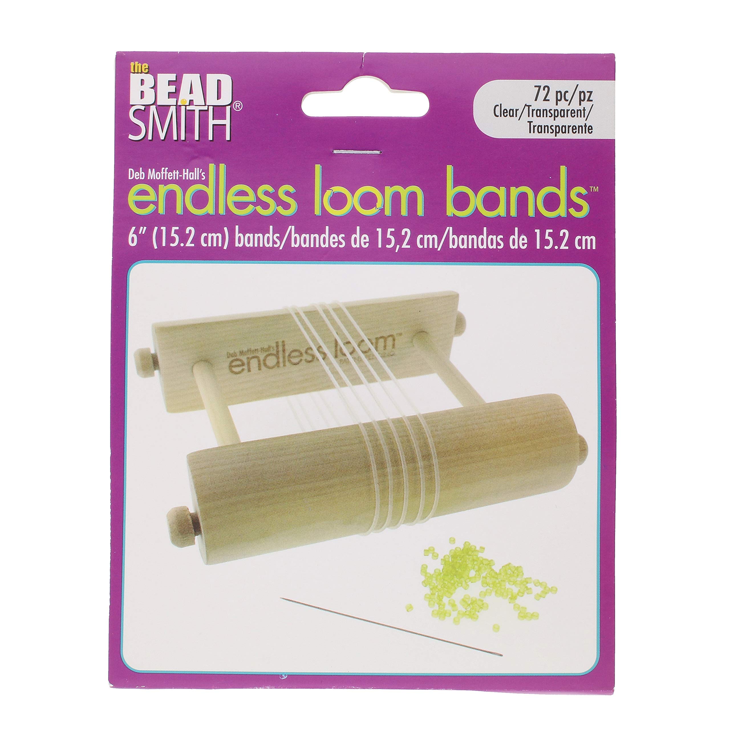 The Beadsmith Endless Loom Bands, 6 Inches Diameter, Pack of 72 Pieces, Clear Color, Use with The Endless Loom