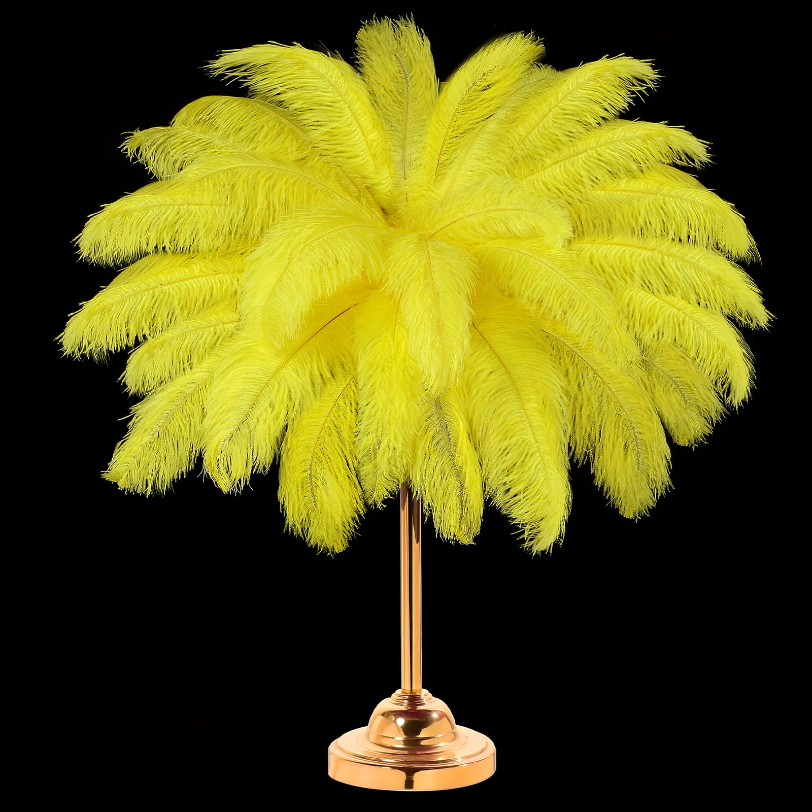 Photo 1 of  Large Natural Ostrich Feathers Bulk 16-18 Inch for Centerpieces for Wedding Party Centerpieces Home Decoration Flower Arrangement (Yellow)