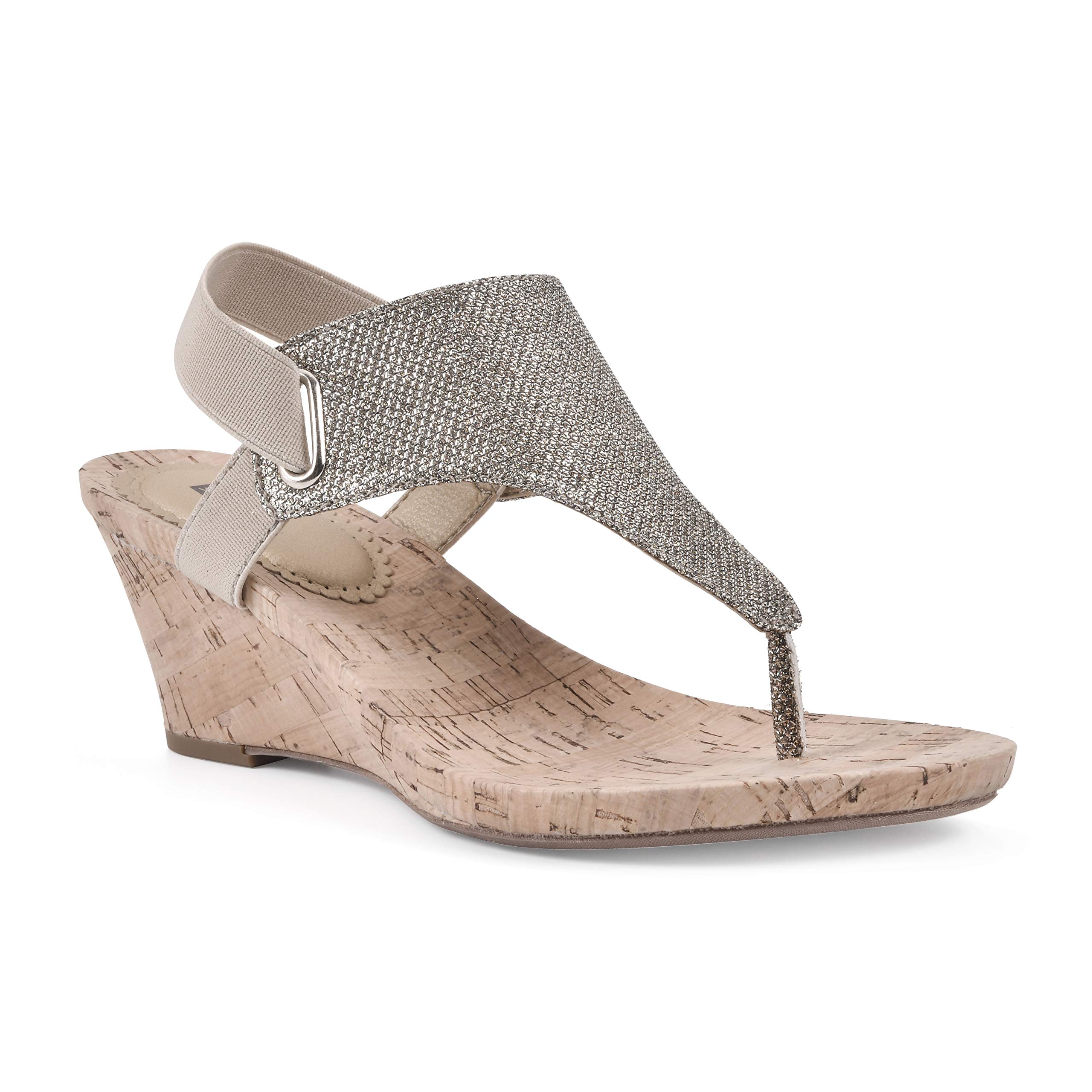Escarpins Joan Boyce à Semelle Compensée Liège - Taille 7 US - Crème Pailleté - Bon état