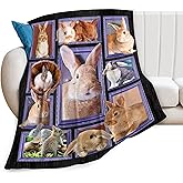 Easter Rabbit Blanket Bunny Decor Throw Blanket Super Warm Soft Plush Lightweight Fleece Flannel Animals Blanket Rabbit Gifts for Women Girls Boys Men Kids for Season Couch Bedding 40"X50"
