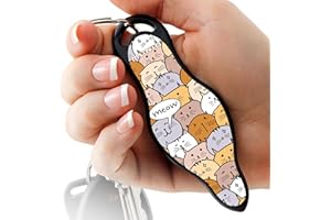 MUNIO Self Defense Keychain – Lightweight, Stylish & Portable Safety Tool for Women & Men – Non-Lethal Kubotan, Easy to Use, TSA Approved – Made in USA – Cats Design