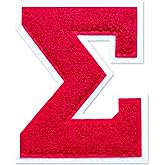 4.5" Iron on Greek Letter Patches Red Chenille Greek Letters Sorority Greek Patches Sorority Gift for Clothing/Jacket/Varsity/Bag (Red, Sigma)