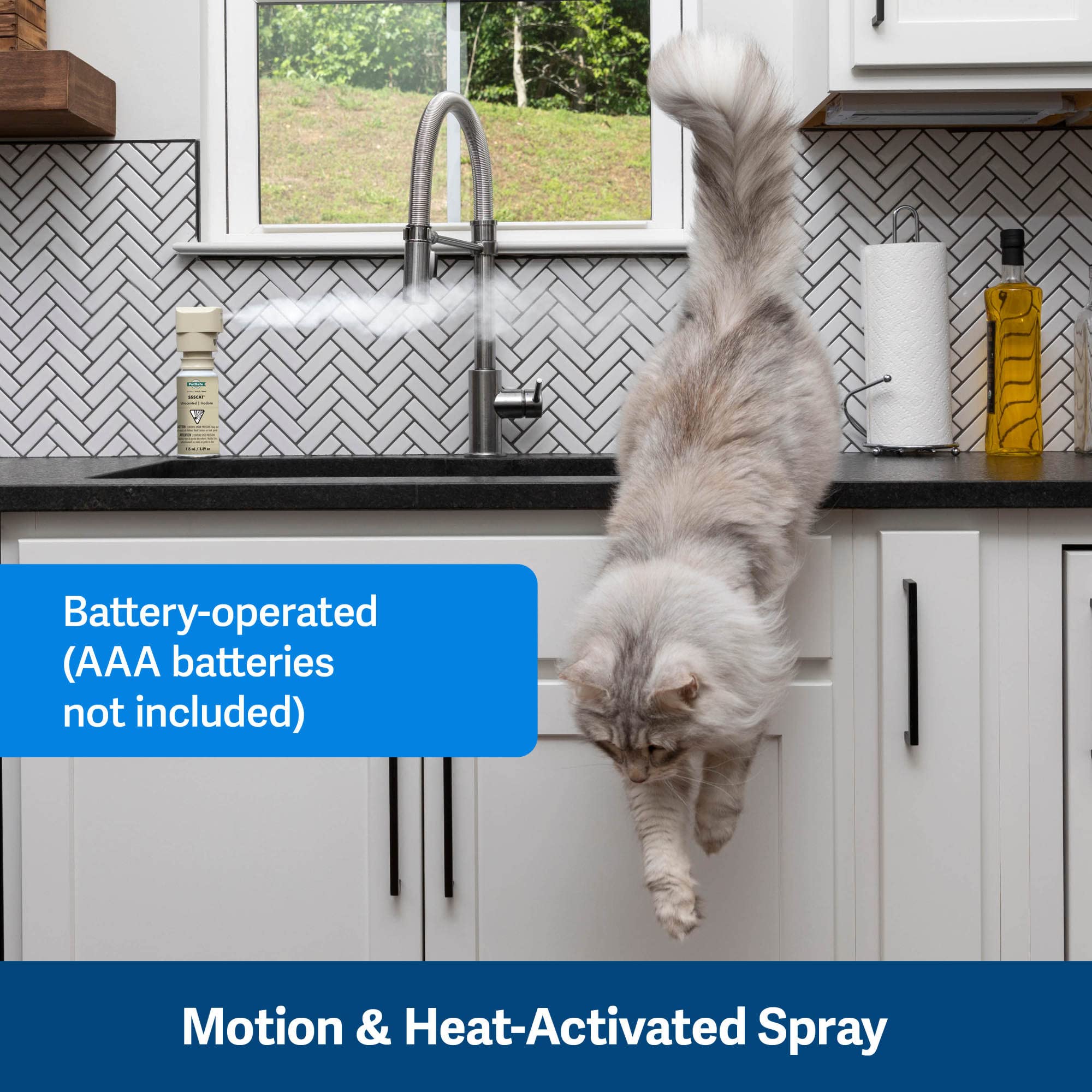 PetSafe SSSCAT Automatic Spray Pet Deterrent - Contactless Behavior Correction - Motion Sensor Air Burst - Odorless - Non-Staining - Versatile Placement Spray