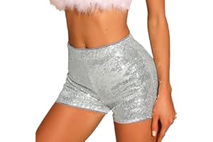Allegra K Sequin Shorts for Women High Waist Party Night Out Concert Outfit Sparkly Mini Shorts