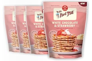 Bob's Red Mill White Chocolate & Strawberry Pancake Mix, 20oz (Pack of 4) - Just Add Water, Makes 32-40 Pancakes per Bag