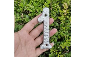 TripDock 4 Inch House Numbers for Outside-Rustproof Cast Iron Metal Address Home Number/Unique Hammered Style Mailbox Numbers/Elegant Silver Finished/Number 1