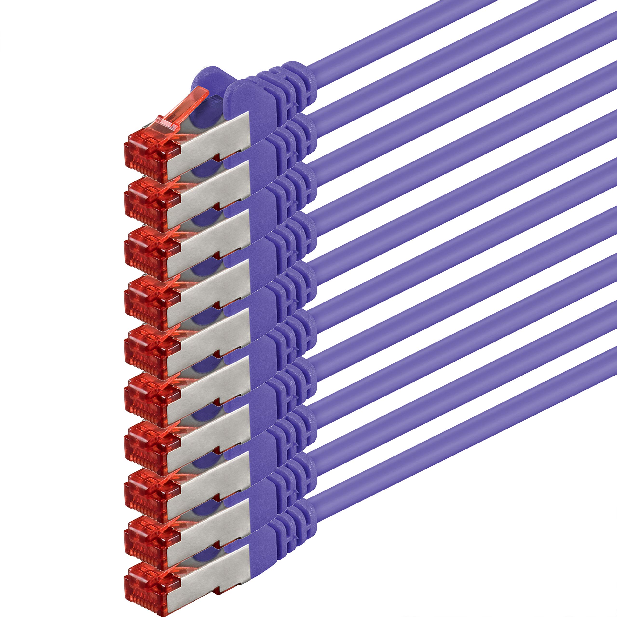 1aTTack.de 10x 2m - Cat 6 network cable patch cable Cat6 RJ45 SFTP - purple