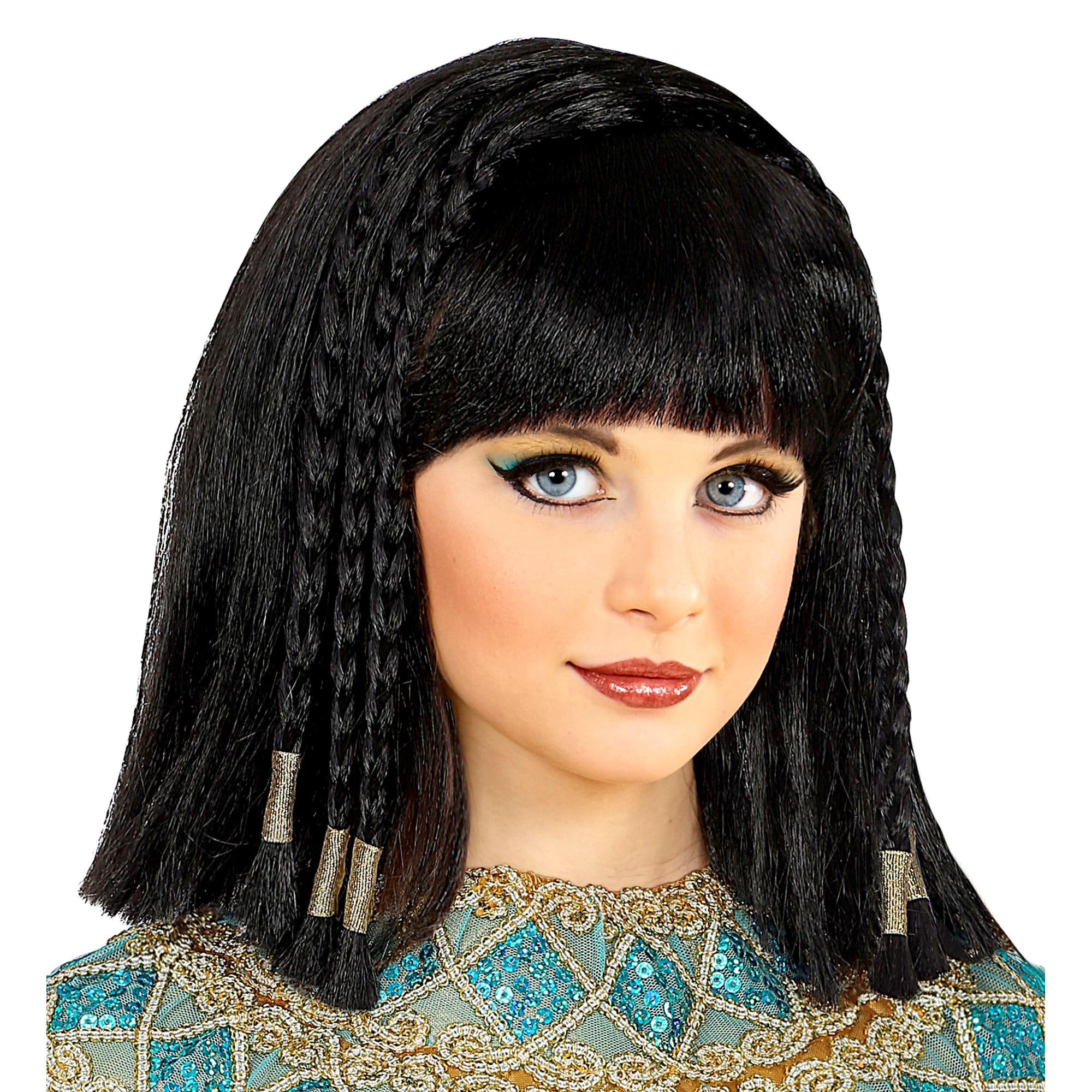 W WIDMANN MILANO Party Fashion - Cleopatra Wig with Decorated Braids for Girls, Egyptians, Queens, Ancient Times, Carnival, Theme Parties