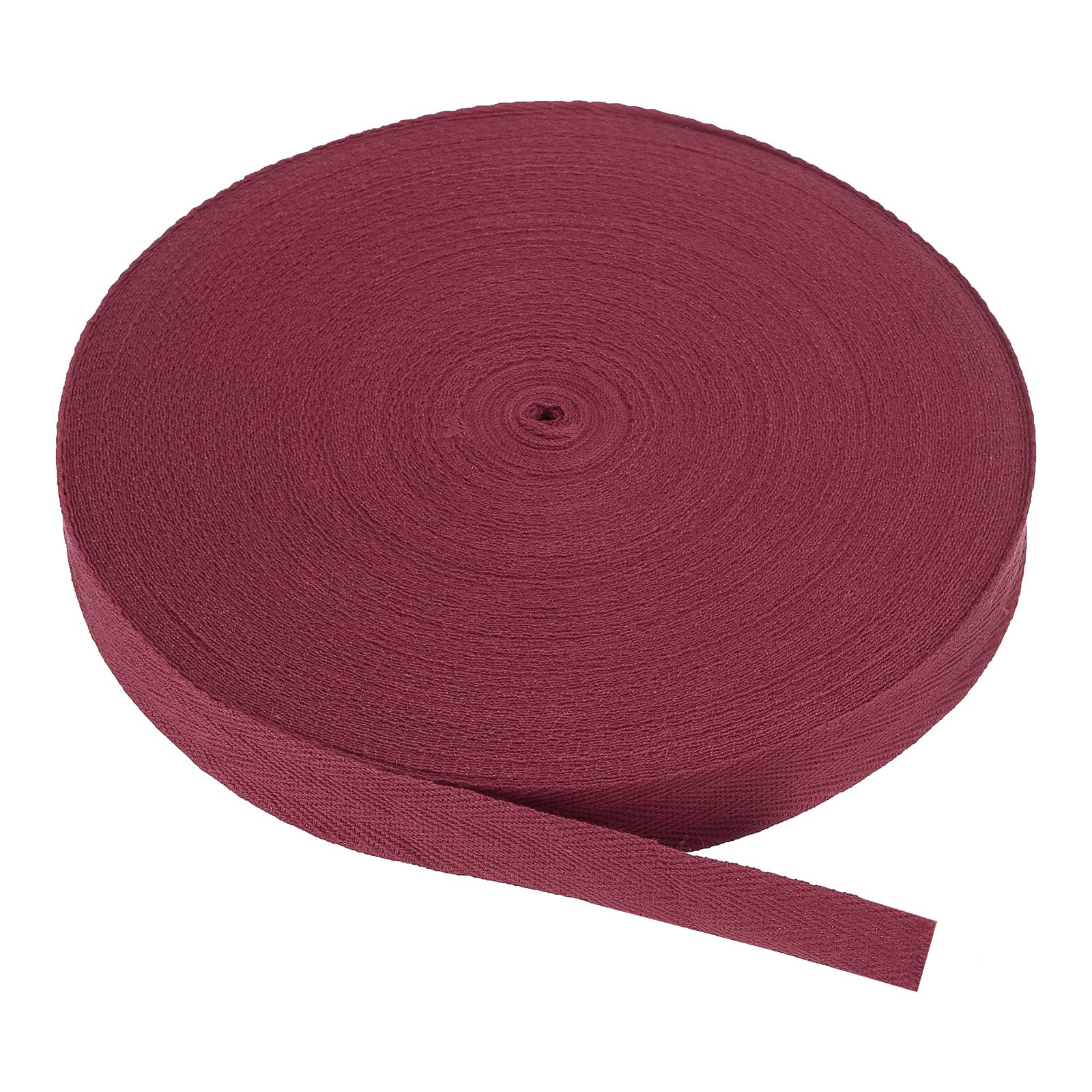 PATIKIL Cotton Twill Tape 25mm(1") 50 Yards Cotton Ribbon Bias Binding Tape Herringbone Webbing Trim for Sewing Gift Wrapping Craft DIY Dark Red