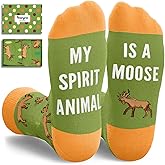 HAPPYPOP Funny Socks for Men Women - Squirrel Giraffe Bear Panda Fox Moose Gifts for Teens