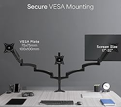VIVO Triple Pneumatic Monitor Mount for 3 Screens
