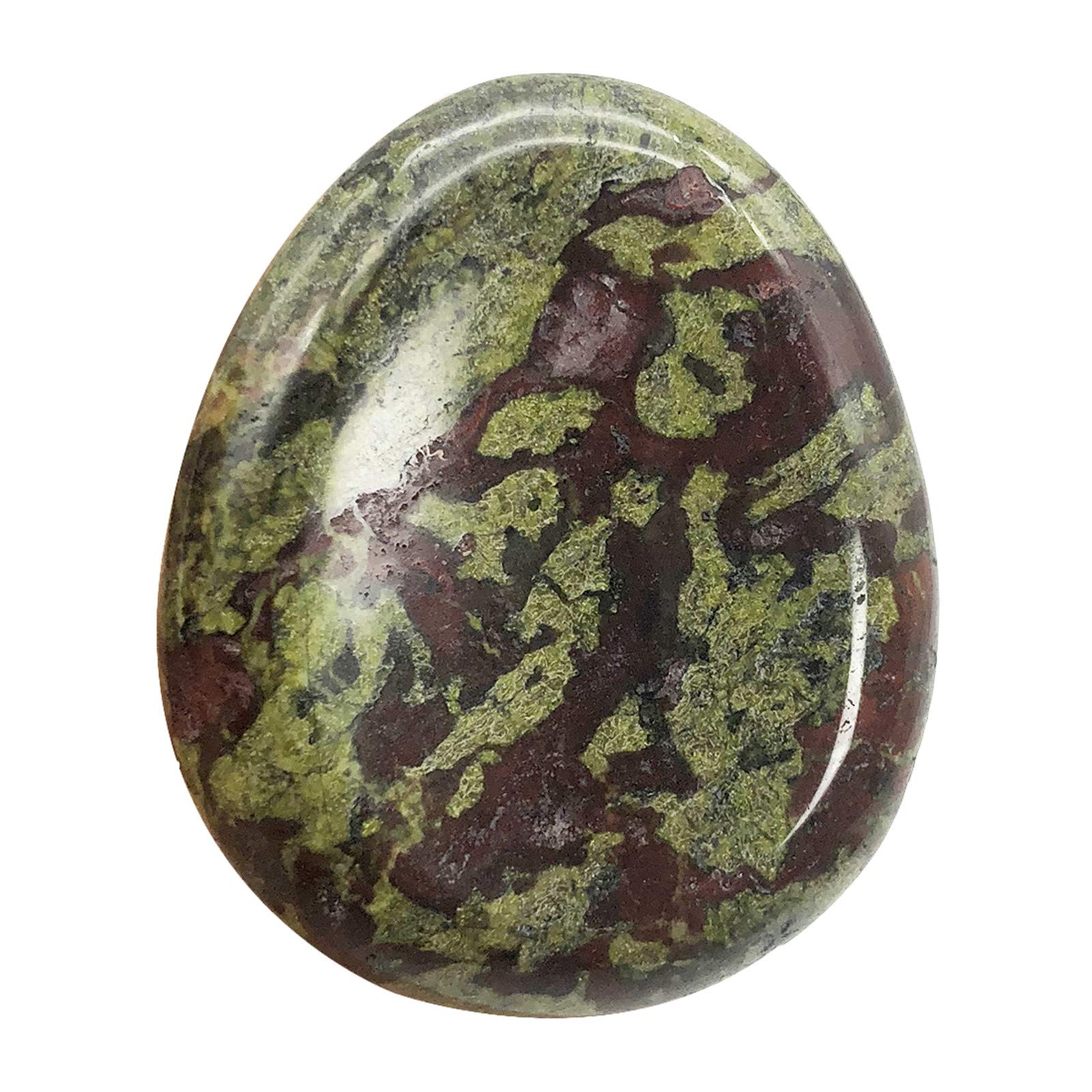 Fekuar Natural Dragon Bloodstone Crystal Thumb Worry Stone, Hand Carved Healing Crystal Teardrop Pocket Stones for Anxiety Stress Relief Meditation