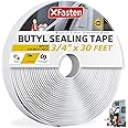 XFasten Butyl Sealing Tape, White, 1/8-In x 3/4-In x 30-Foot Plumbers Putty Tape, RV Sealant Tape, Butyl Rubber for Boat Sealing, EDPM Butyl Tape RV