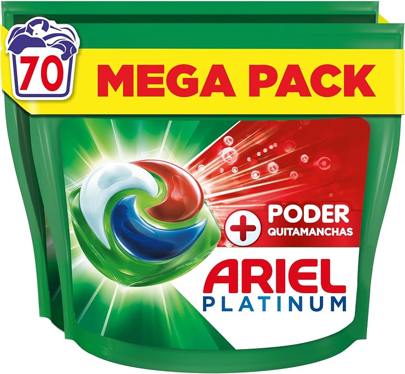 PODs Platinum, Detergente Líquido En Cápsulas + Poder Quitamanchas Cápsulas, 70 Lavados
