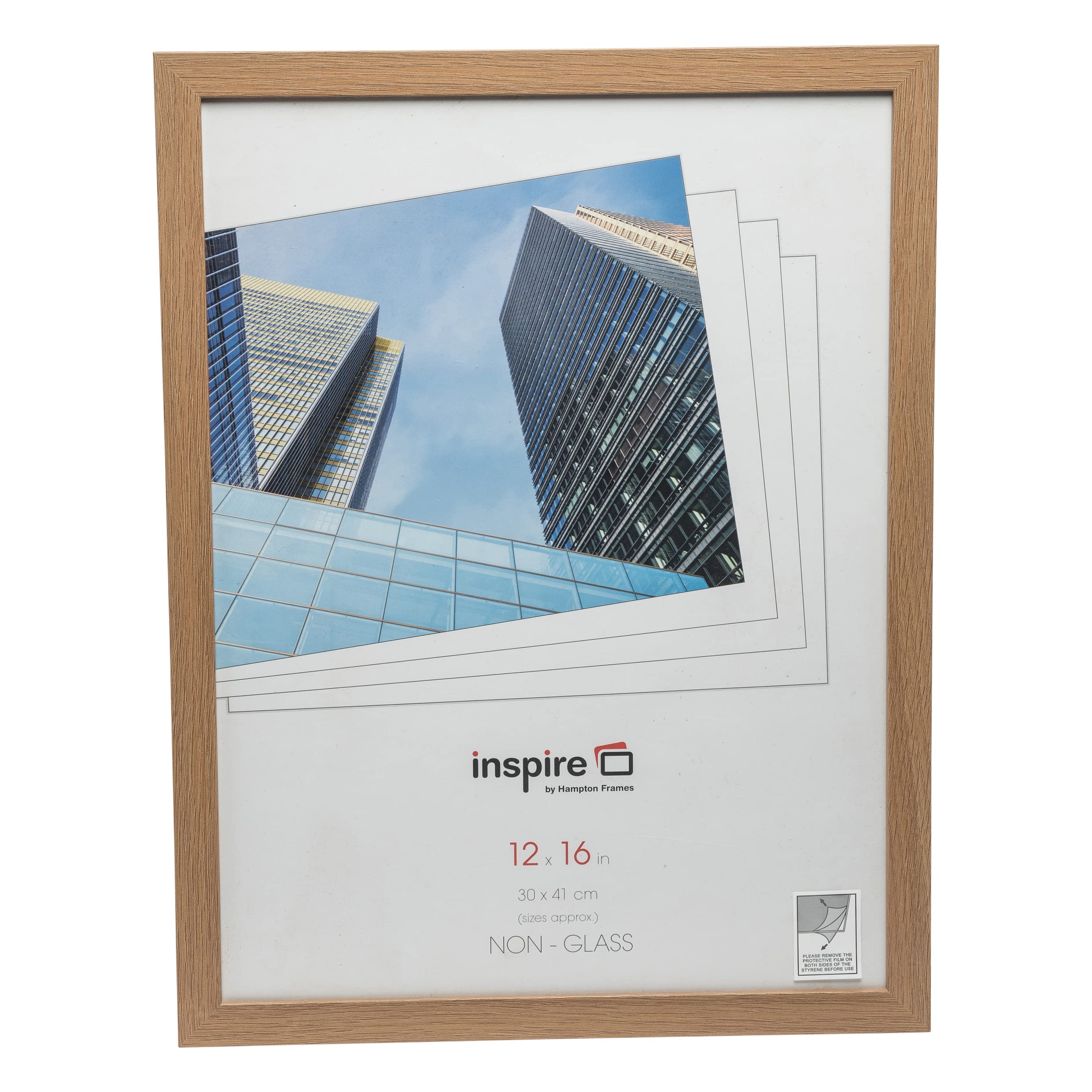 Hampton Frames SORBONNE 12x16 (30x40cm) Oak Effect Poster Frame Acrylic (Non-Glass) Front Pack of 1