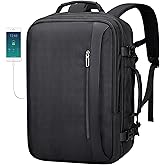 PIJUSHI Travel Backpack for Women Men Expandable Carry on Luggage Backpack Airline Approved Personal Item Laptop Bag(PE034 Black)